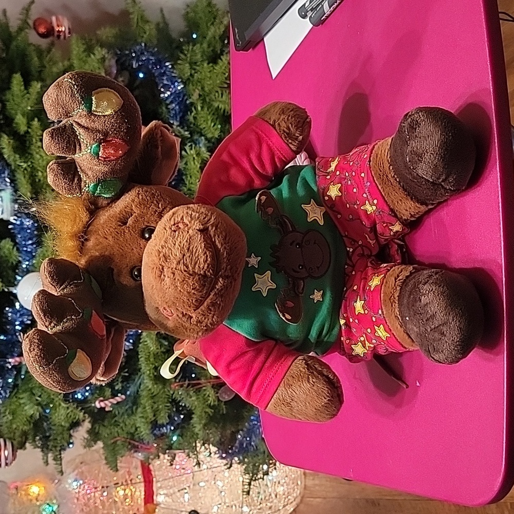 Build-a-Bear CHRISTMAS MOOSE 15" stuffed plush LIGHT UP Christmas Lights
